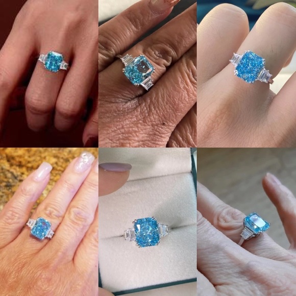 2ct Radiant Aquamarine Ring - Picture 13 of 15